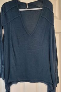 Free People Womens Sunset Park Waffle Thermal Dark Teal Top